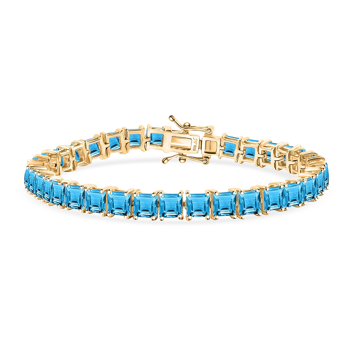D'Joy Sky Blue Topaz 21.50 ctw Tennis Bracelet in 18K Vermeil Yellow Gold Over Sterling Silver (7.25 In) image number 0
