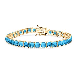 D'Joy Sky Blue Topaz 21.50 ctw Tennis Bracelet in 18K Vermeil Yellow Gold Over Sterling Silver (7.25 In)