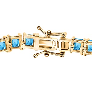 D'Joy Sky Blue Topaz 21.50 ctw Tennis Bracelet in 18K Vermeil Yellow Gold Over Sterling Silver (7.25 In)