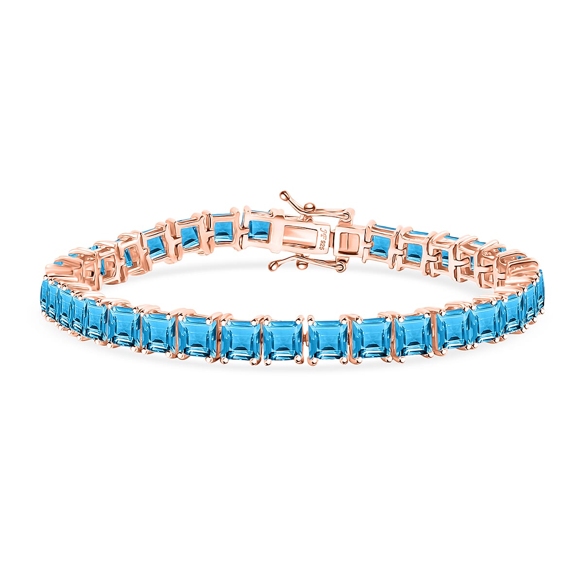 Sky Blue Topaz 24.00 ctw Tennis Bracelet in 18K Vermeil Rose Gold Over Sterling Silver (8.00 In) image number 0