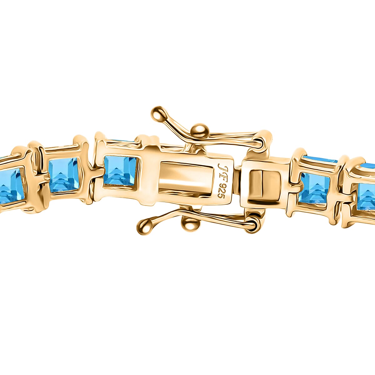 D'Joy Sky Blue Topaz 24.00 ctw Tennis Bracelet in 18K Vermeil Yellow Gold Over Sterling Silver (8.00 In) (Del. in 10-12 Days) image number 2