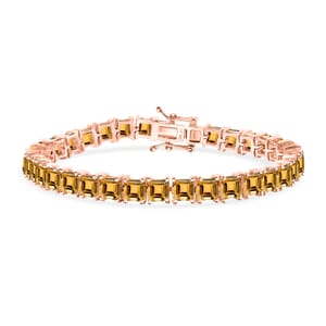 Premium Brazilian Citrine 22.10 ctw Tennis Bracelet in 18K Vermeil Rose Gold Over Sterling Silver (7.25 In)