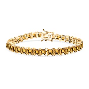D'Joy Premium Brazilian Citrine 22.10 ctw Tennis Bracelet in 18K Vermeil Yellow Gold Over Sterling Silver (7.25 In) (Del. in 10-12 Days)