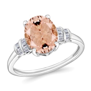 Luxoro Premium Marropino Morganite and G-H I2 Diamond Ring in 14K White Gold (Size 10.0) 3.77 ctw