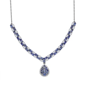 D'Joy Tanzanite and White Zircon 11.75 ctw Celestial Symphony Necklace in Rhodium Over Sterling Silver 18 Inches