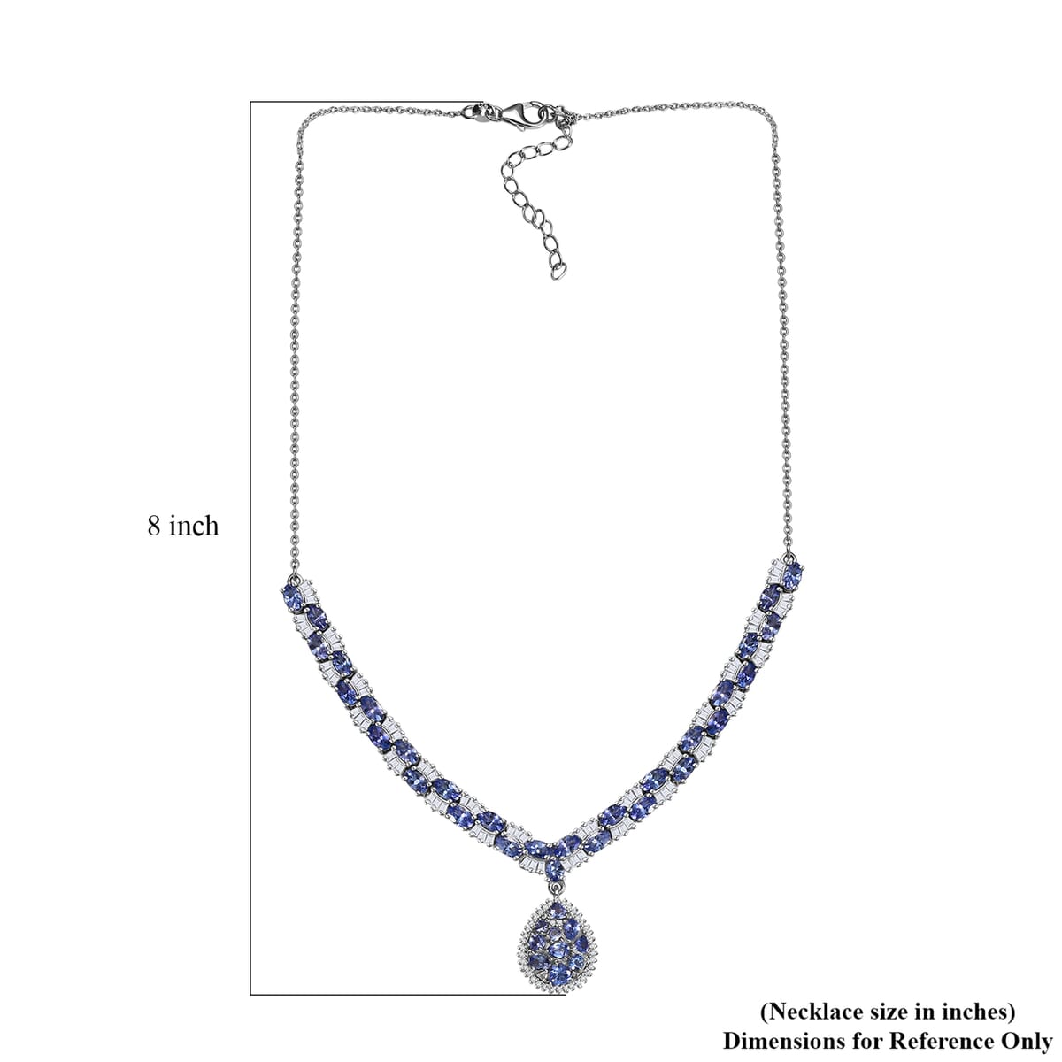 D'Joy Tanzanite and White Zircon 11.75 ctw Celestial Symphony Necklace in Rhodium Over Sterling Silver 18 Inches image number 5
