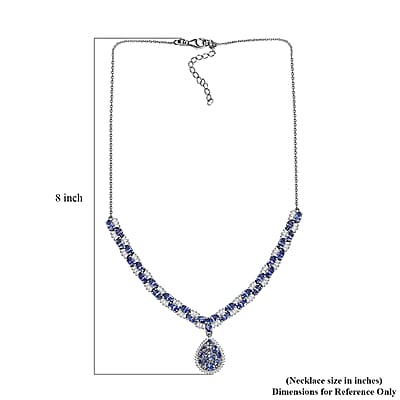 D'Joy Tanzanite and White Zircon 11.75 ctw Celestial Symphony Necklace in Rhodium Over Sterling Silver 18 Inches