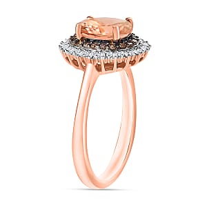 Premium Marropino Morganite, Natural Champagne and White Diamond 1.75 ctw Ring in 18K Vermeil Rose Gold Over Sterling Silver (Size 10) 1 (Del. in 10-12 Days)