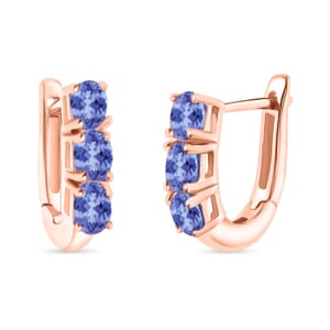 Tanzanite 1.10 ctw Hoop Earrings in 18K Vermeil Rose Gold Over Sterling Silver