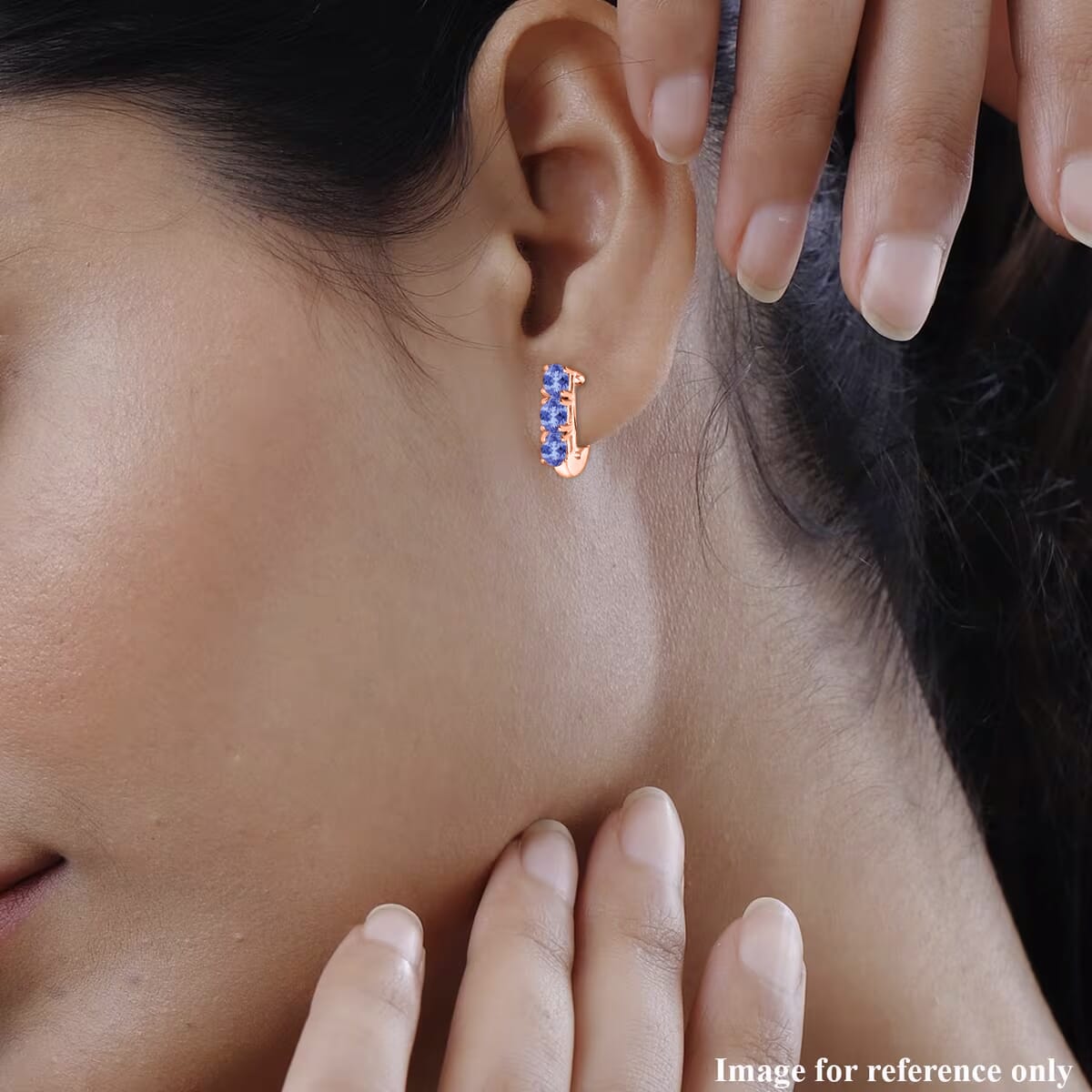 Tanzanite 1.10 ctw Hoop Earrings in 18K Vermeil Rose Gold Over Sterling Silver image number 1