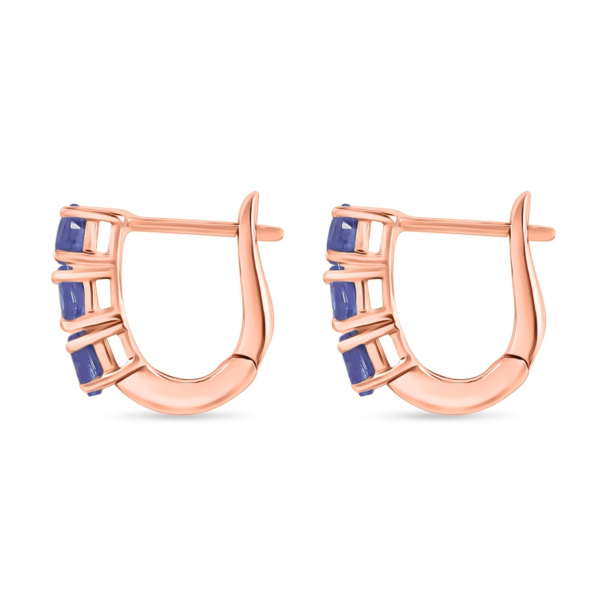 Tanzanite 1.10 ctw Hoop Earrings in 18K Vermeil Rose Gold Over Sterling Silver image number 2