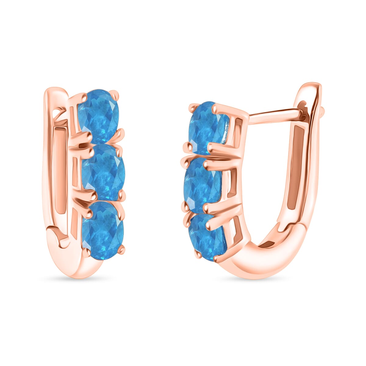 Malgache Neon Apatite 1.10 ctw Hoop Earrings in 18K Vermeil Rose Gold Over Sterling Silver image number 0