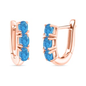 Malgache Neon Apatite 1.10 ctw Hoop Earrings in 18K Vermeil Rose Gold Over Sterling Silver