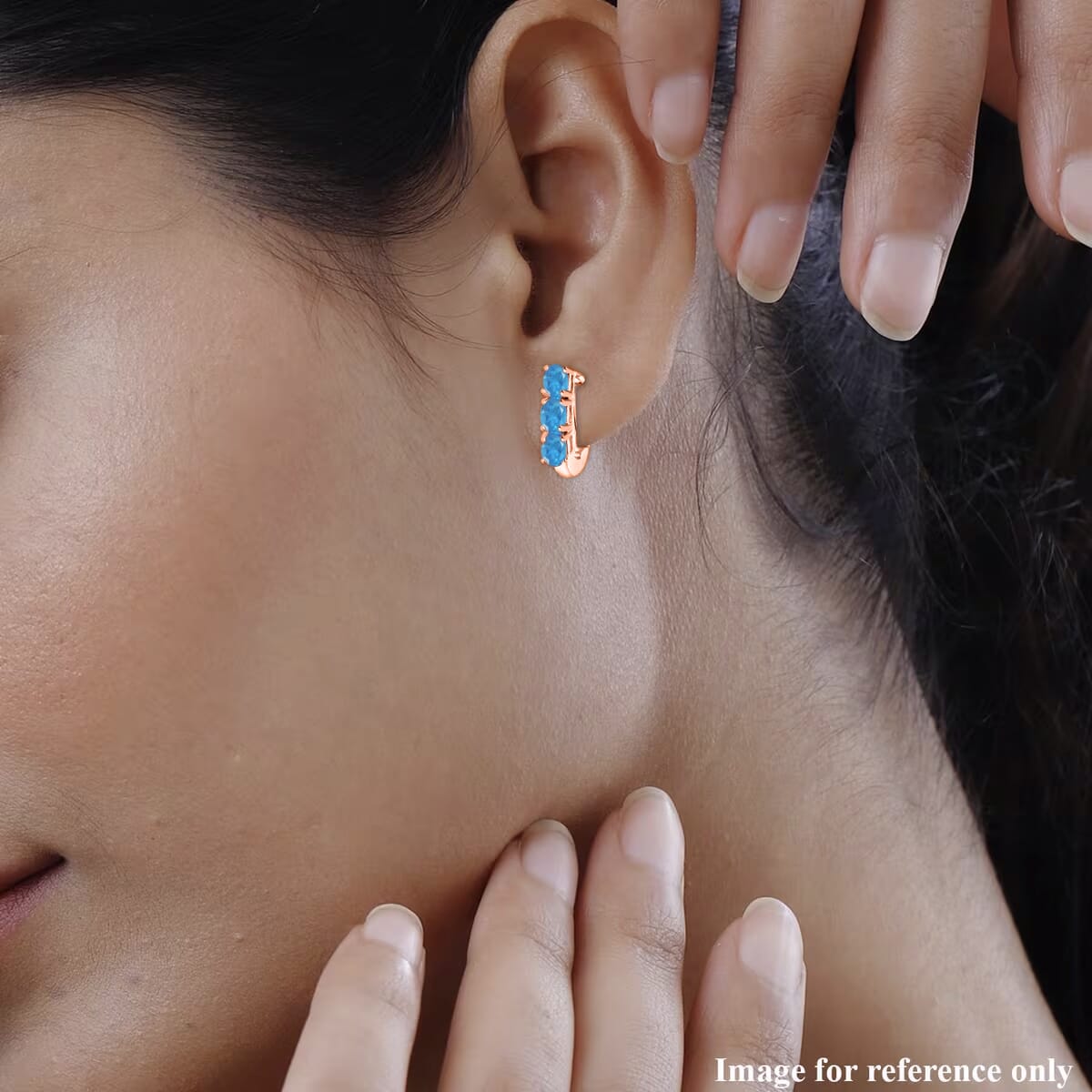 Malgache Neon Apatite 1.10 ctw Hoop Earrings in 18K Vermeil Rose Gold Over Sterling Silver image number 1