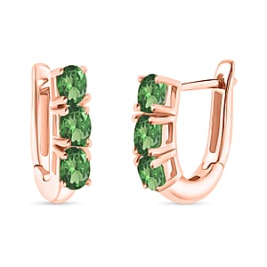D'Joy Tsavorite Garnet 1.10 ctw Hoop Earrings in 18K Vermeil Rose Gold Over Sterling Silver