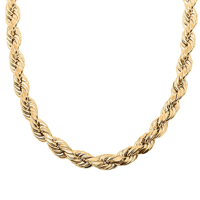 9mm 8-sided Diamond-cut Rope Chain Necklace in 10K Yellow Gold 28 Grams 22 Inches