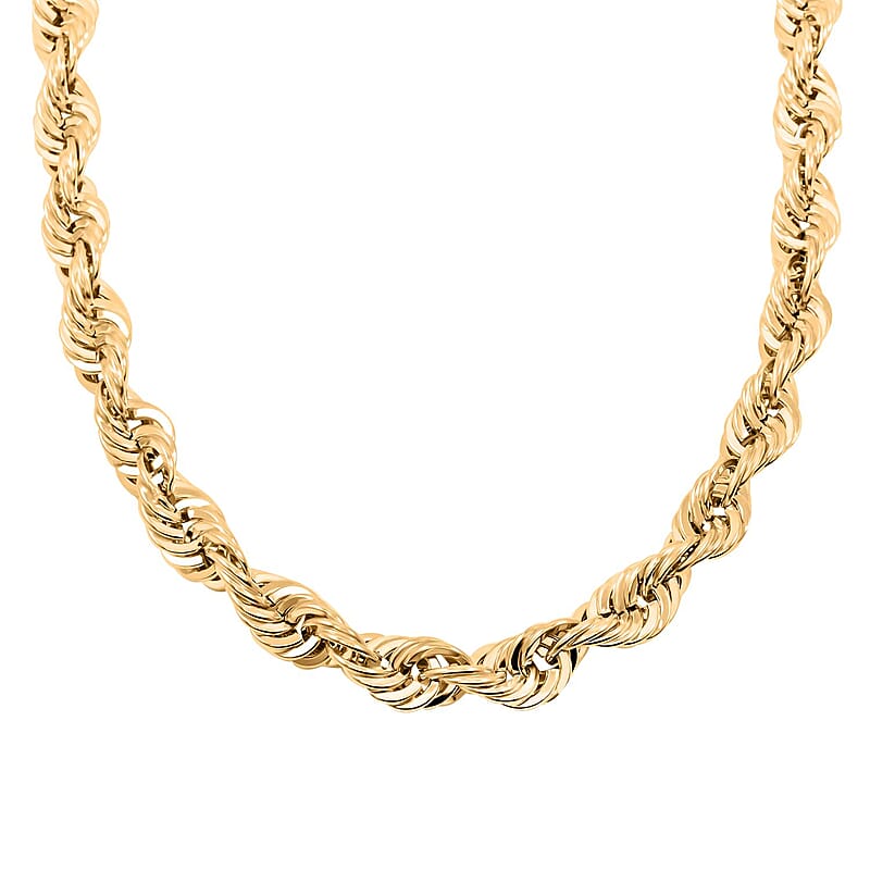 9mm Extra Shinny Diamond-cut Rope Chain Necklace in 10K Yellow Gold 36.98 Grams 24 Inches