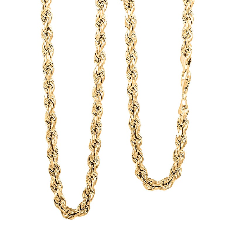 6mm 8-sided Diamond-cut Rope Chain Necklace in 10K Yellow Gold 19.20 Grams 24 Inches