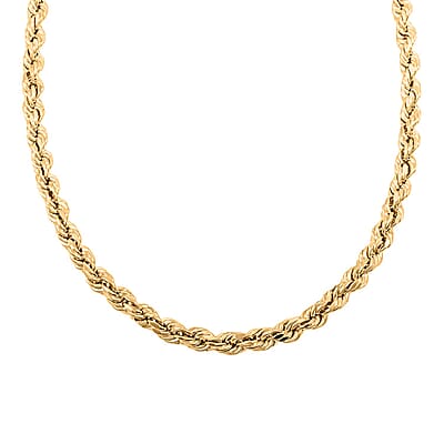6mm 8-sided Diamond-cut Rope Chain Necklace in 10K Yellow Gold 19.20 Grams 24 Inches