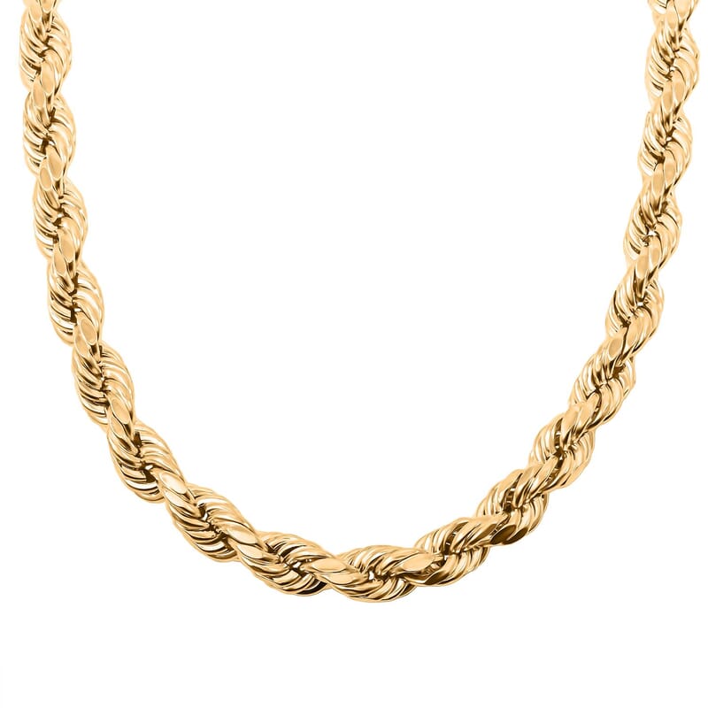 9mm 8-sided Diamond-cut Rope Chain Necklace in 10K Yellow Gold 30.3 Grams 24 Inches