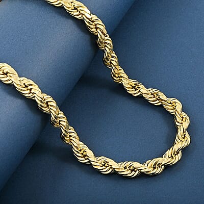 9mm 8-sided Diamond-cut Rope Chain Necklace in 10K Yellow Gold 30.3 Grams 24 Inches