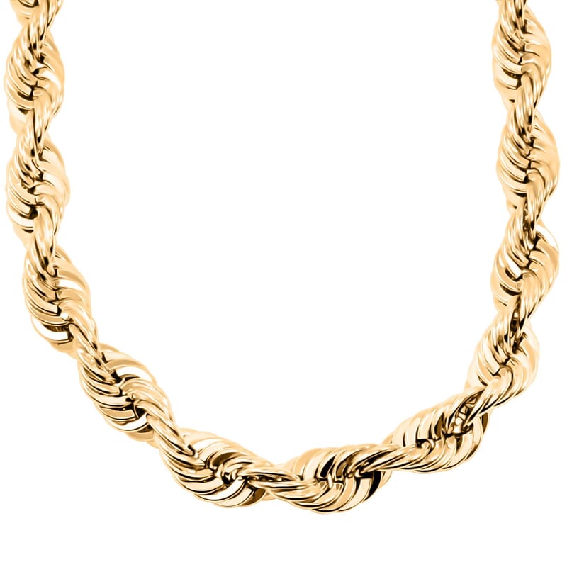 12.3mm Extra Shinny Diamond-cut Rope Chain Necklace in 10K Yellow Gold 85 Grams 26 Inches