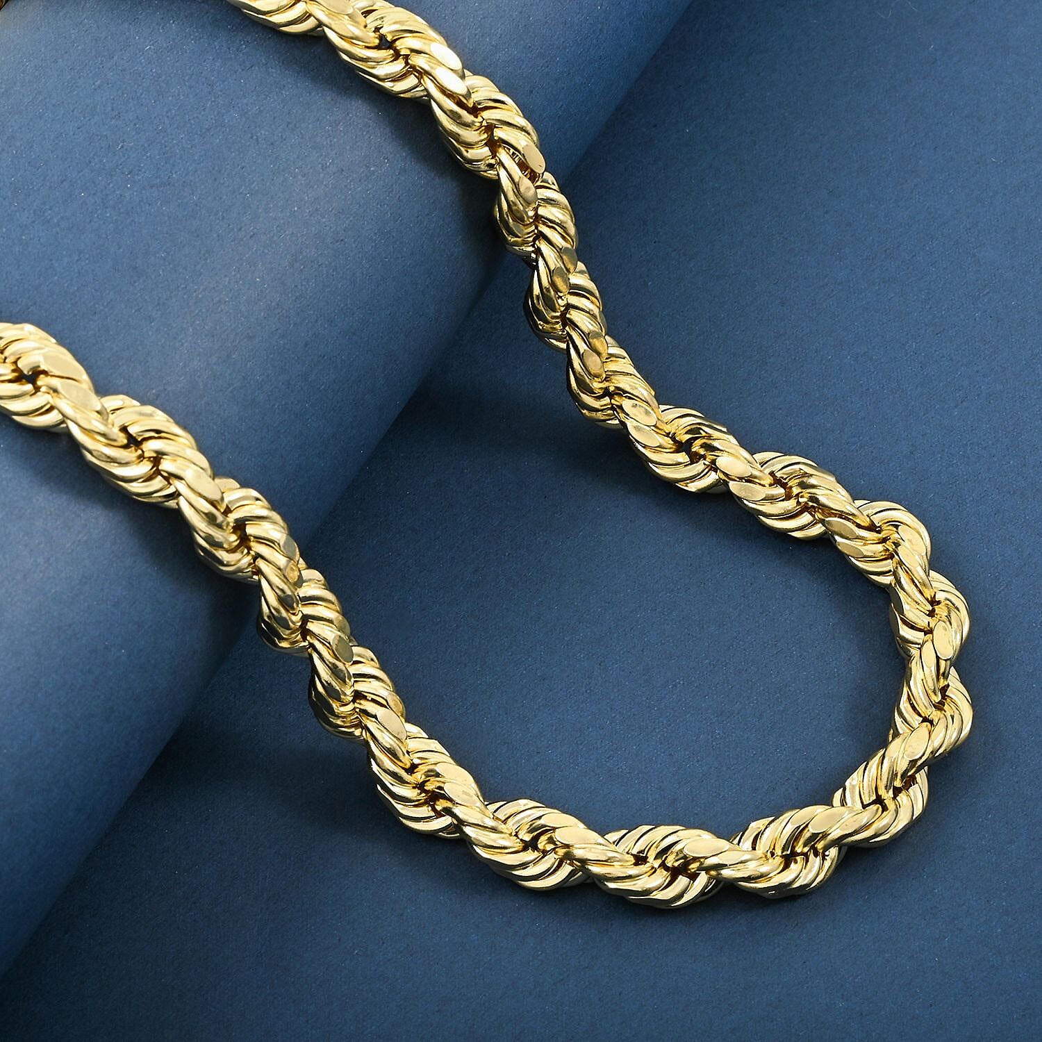 9mm 8-sided Diamond-cut Rope Chain Necklace in 10K Yellow Gold 32.42 Grams 26 Inches