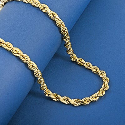 6mm 8-sided Diamond-cut Rope Chain Necklace in 10K Yellow Gold 22.2 Grams 28 Inches