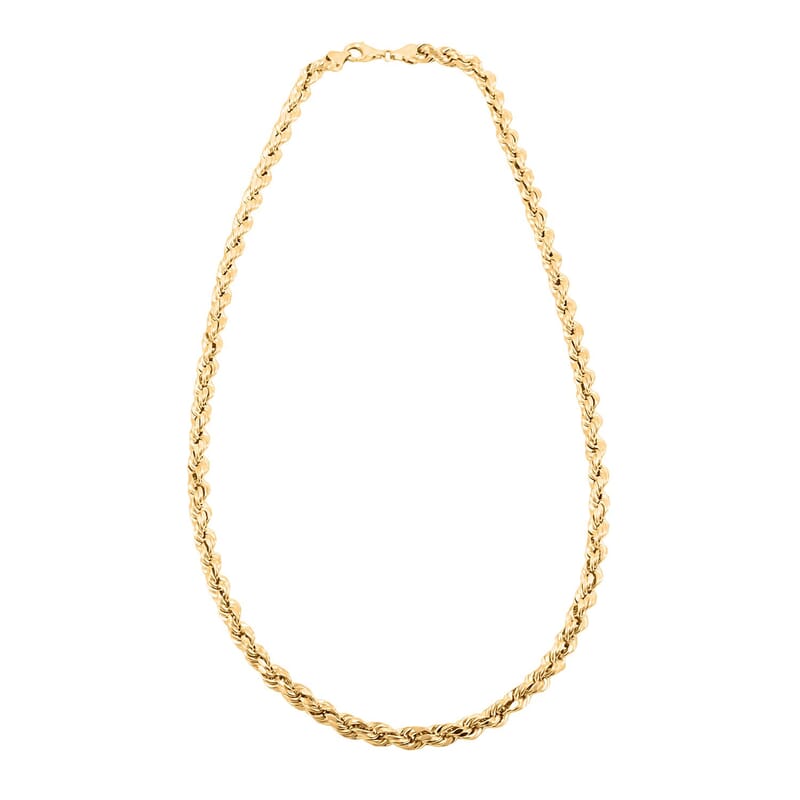 6mm 8-sided Diamond-cut Rope Chain Necklace in 10K Yellow Gold 22.2 Grams 28 Inches