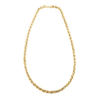 6mm 8-sided Diamond-cut Rope Chain Necklace in 10K Yellow Gold 23.60 Grams 30 Inches