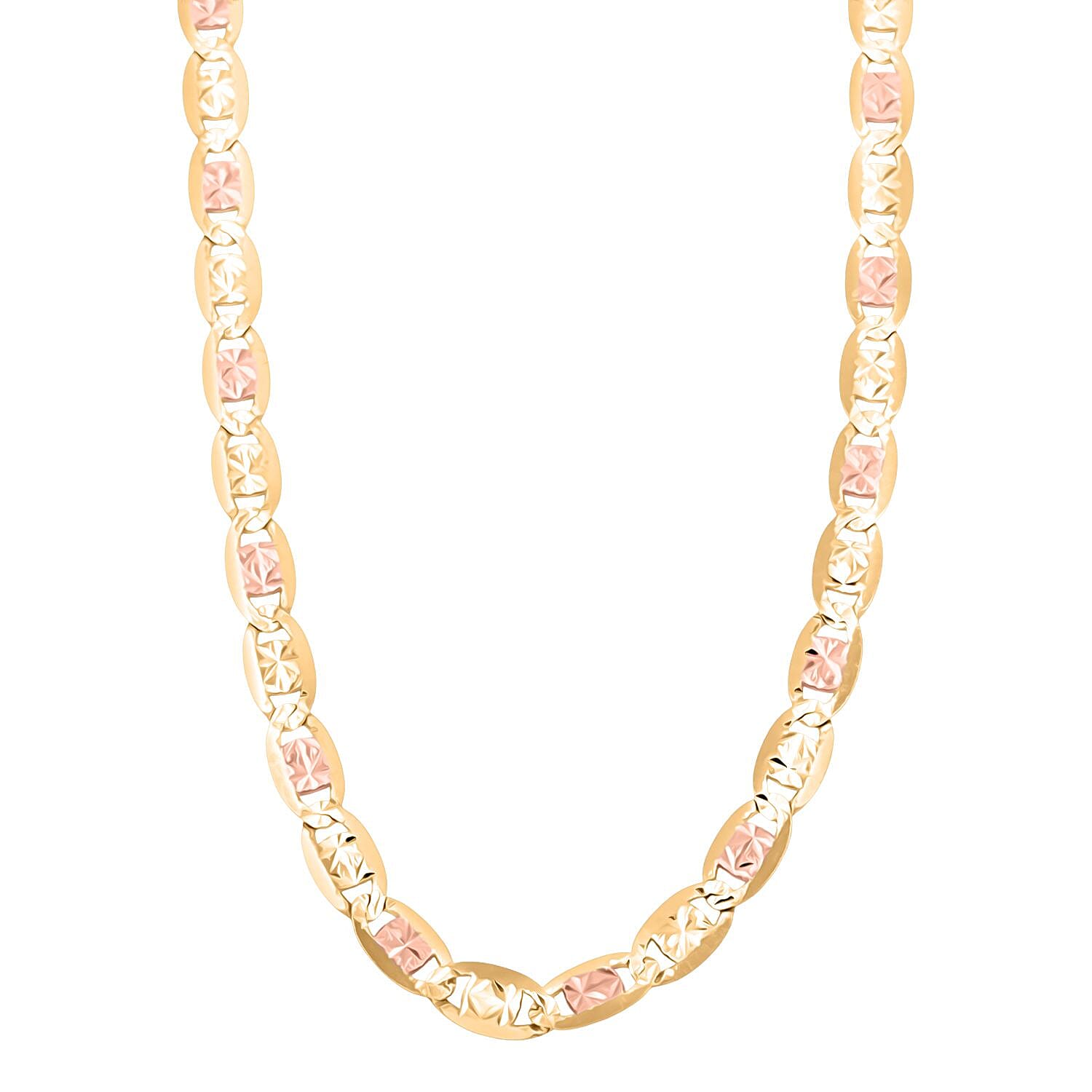 5mm Valentino Chain Necklace in 14K Yellow, Rose and White Gold 14.4 Grams 22 Inches
