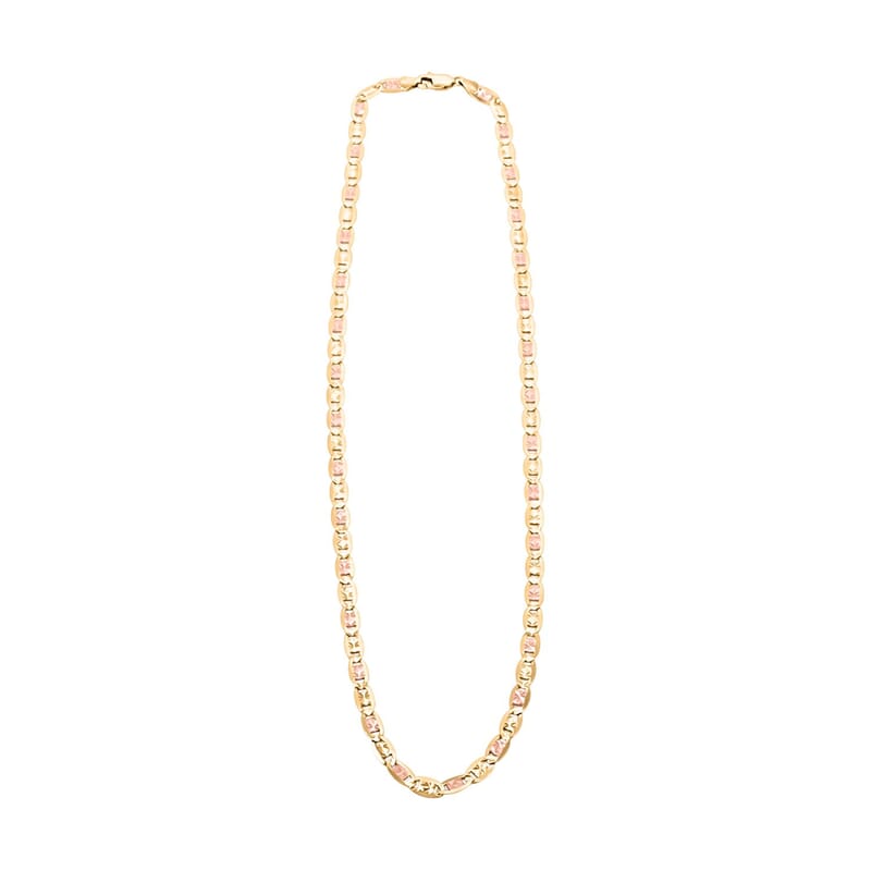5mm Valentino Chain Necklace in 14K Yellow, Rose and White Gold 14.4 Grams 22 Inches