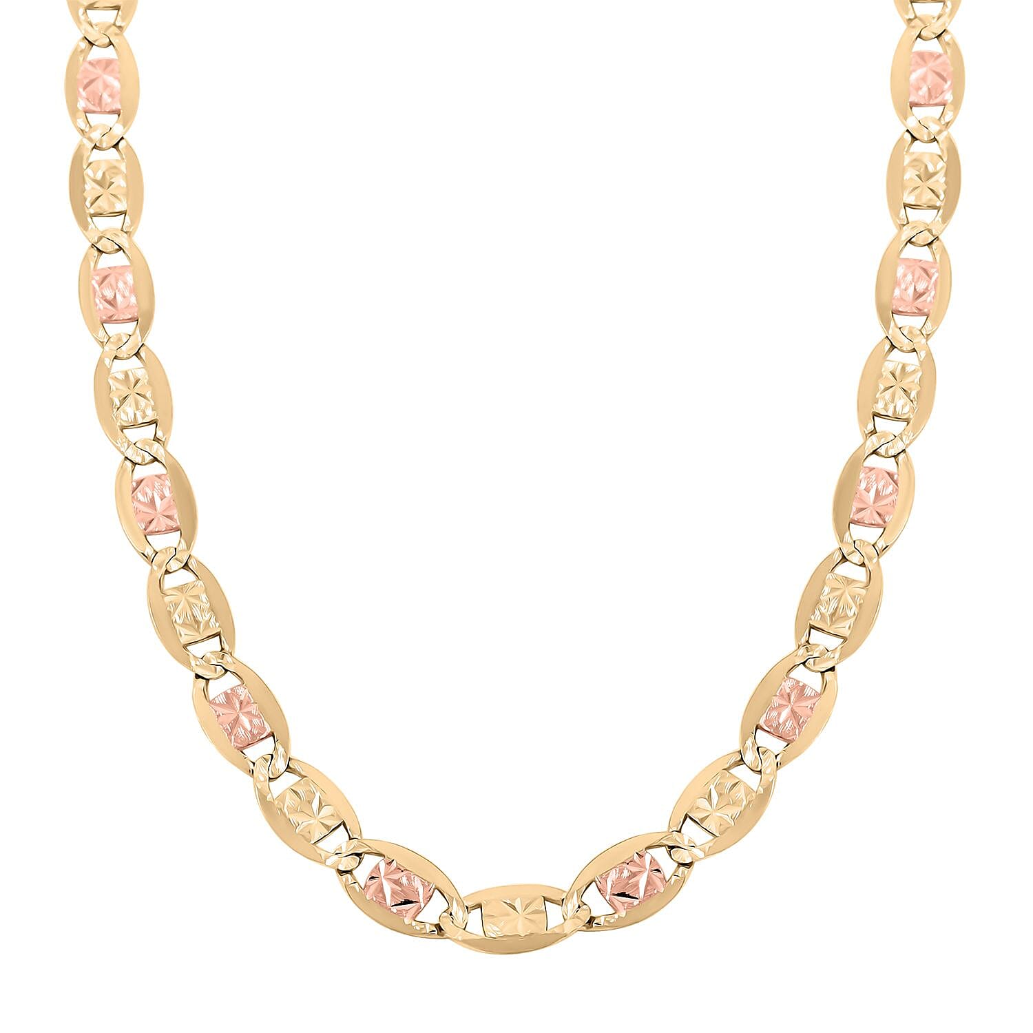 5.0mm Valentino Chain Necklace in 10K Yellow, Rose and White Gold 13.6 Grams 24 Inches