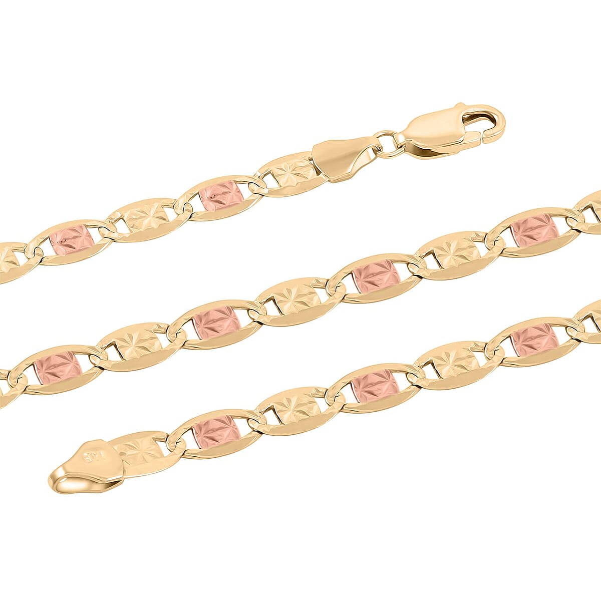 5.0mm Valentino Chain Necklace in 10K Yellow, Rose and White Gold 13.6 Grams 24 Inches image number 1