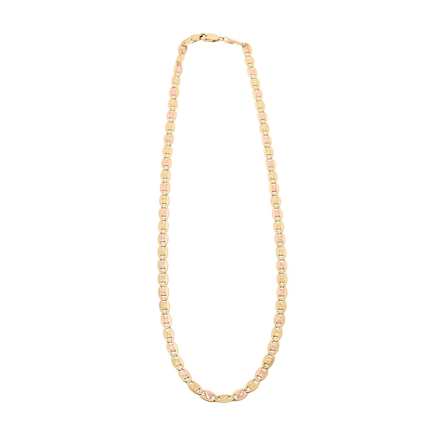 5.0mm Valentino Chain Necklace in 10K Yellow, Rose and White Gold 13.6 Grams 24 Inches