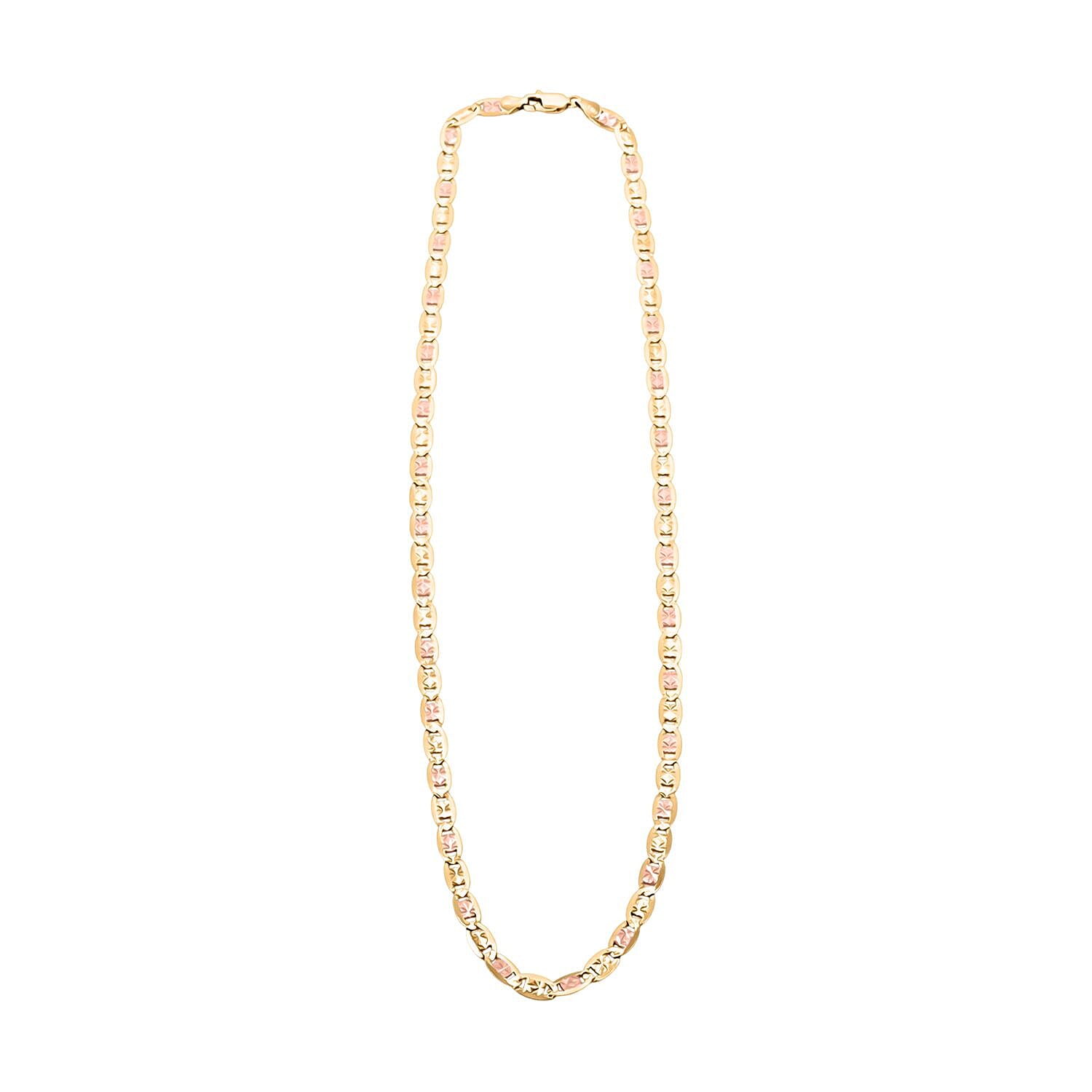 5mm Valentino Chain Necklace in 14K Yellow, Rose and White Gold 15.9 Grams 24 Inches