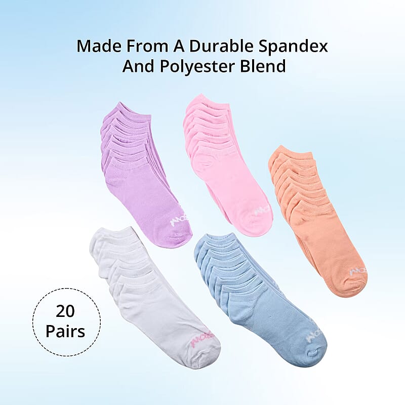 Mossimo 20 Pairs No Show Women's Socks - Pastel Multi Color (Sizes 4-10)