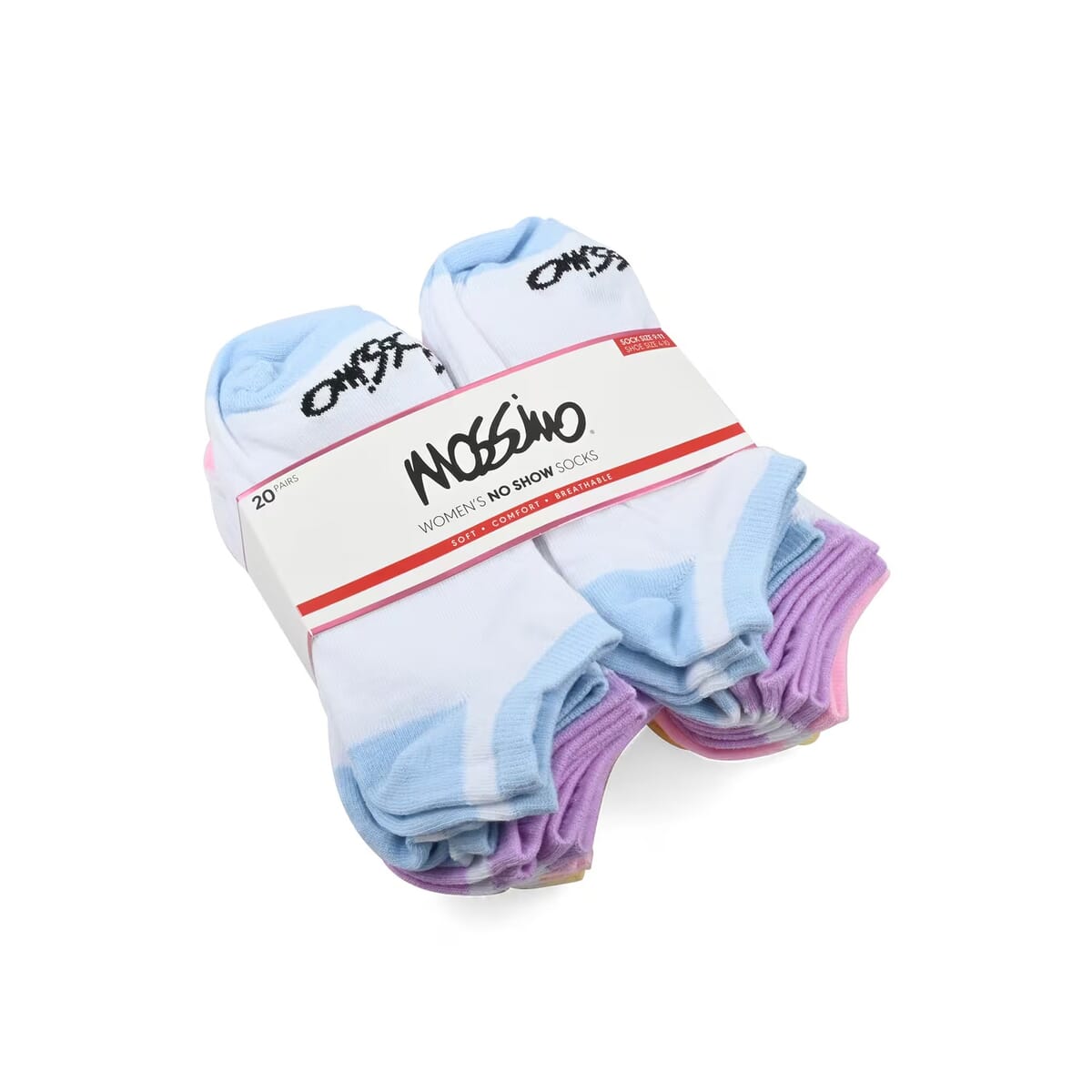 Mossimo 20 Pairs No Show Women's Socks - White/Multi Pastel (Sizes 4-10) (Ships in 8-10 Business Days) image number 0