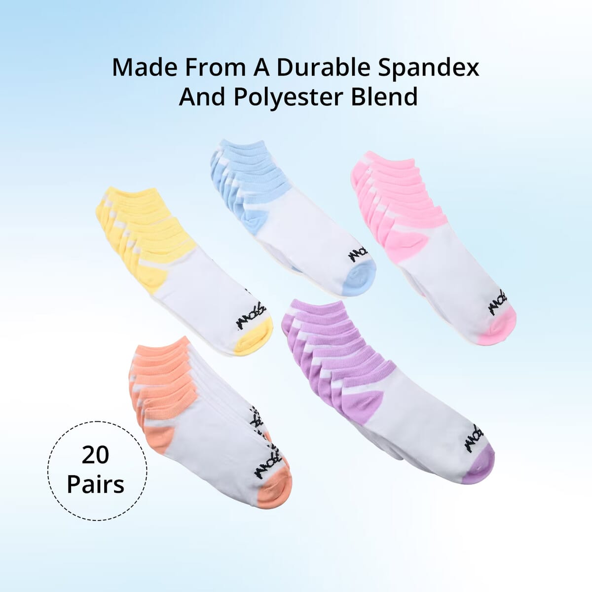 Mossimo 20 Pairs No Show Women's Socks - White/Multi Pastel (Sizes 4-10) (Ships in 8-10 Business Days) image number 1