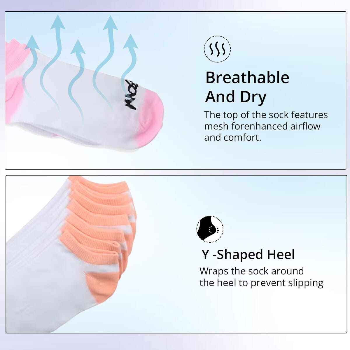 Mossimo 20 Pairs No Show Women's Socks - White/Multi Pastel (Sizes 4-10) (Ships in 8-10 Business Days) image number 4