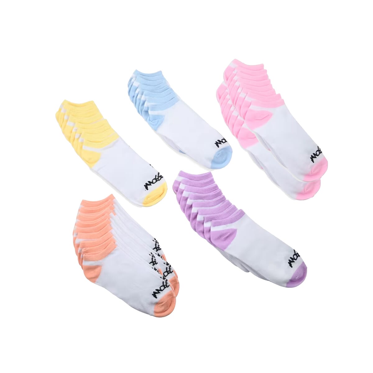 Mossimo 20 Pairs No Show Women's Socks - White/Multi Pastel (Sizes 4-10) (Ships in 8-10 Business Days) image number 6