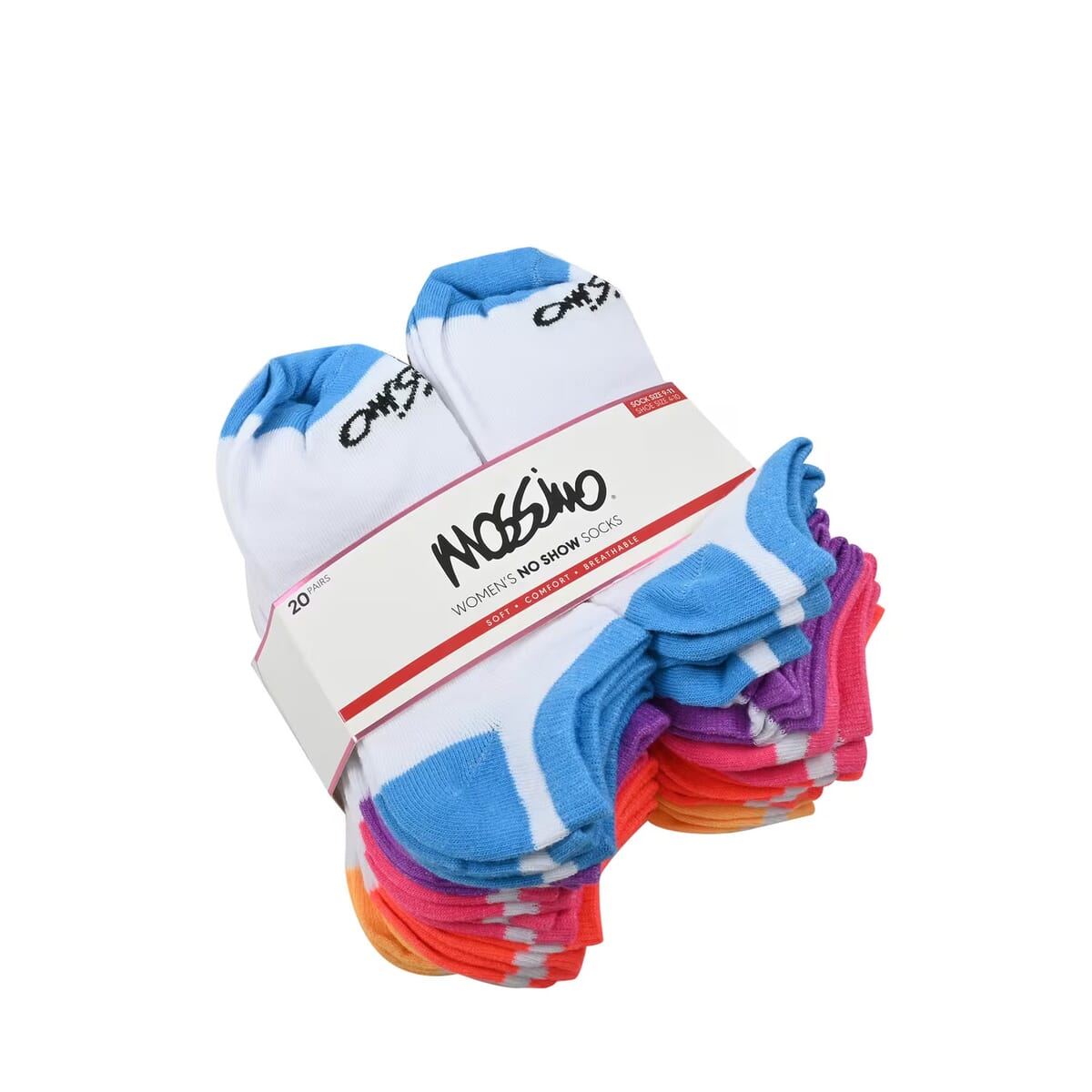 Mossimo 20 Pairs No Show Women's Socks - White/Multi Color (Sizes 4-10) (Ships in 8-10 Business Days) image number 0