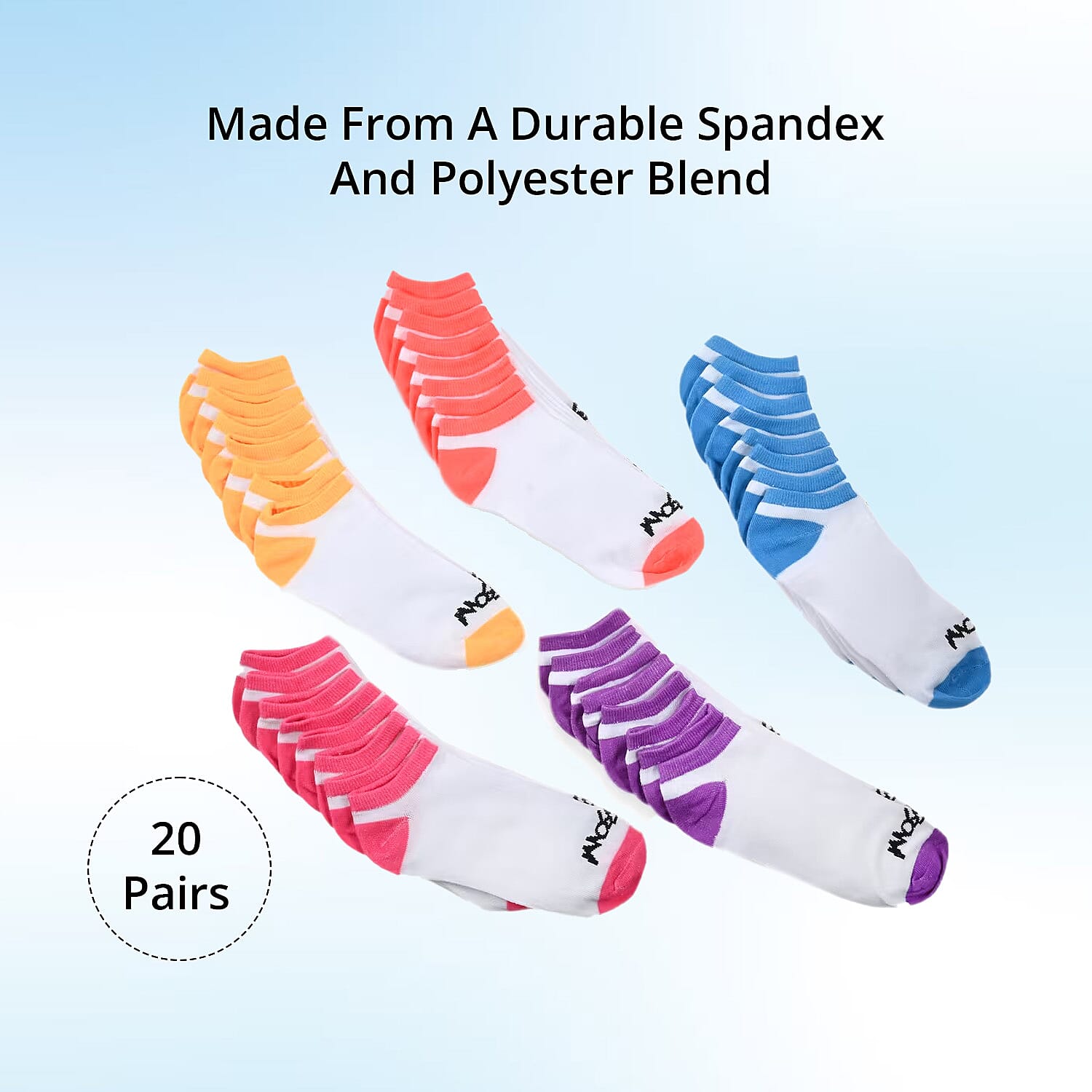 Mossimo 20 Pairs No Show Women's Socks - White/Multi Color (Sizes 4-10)