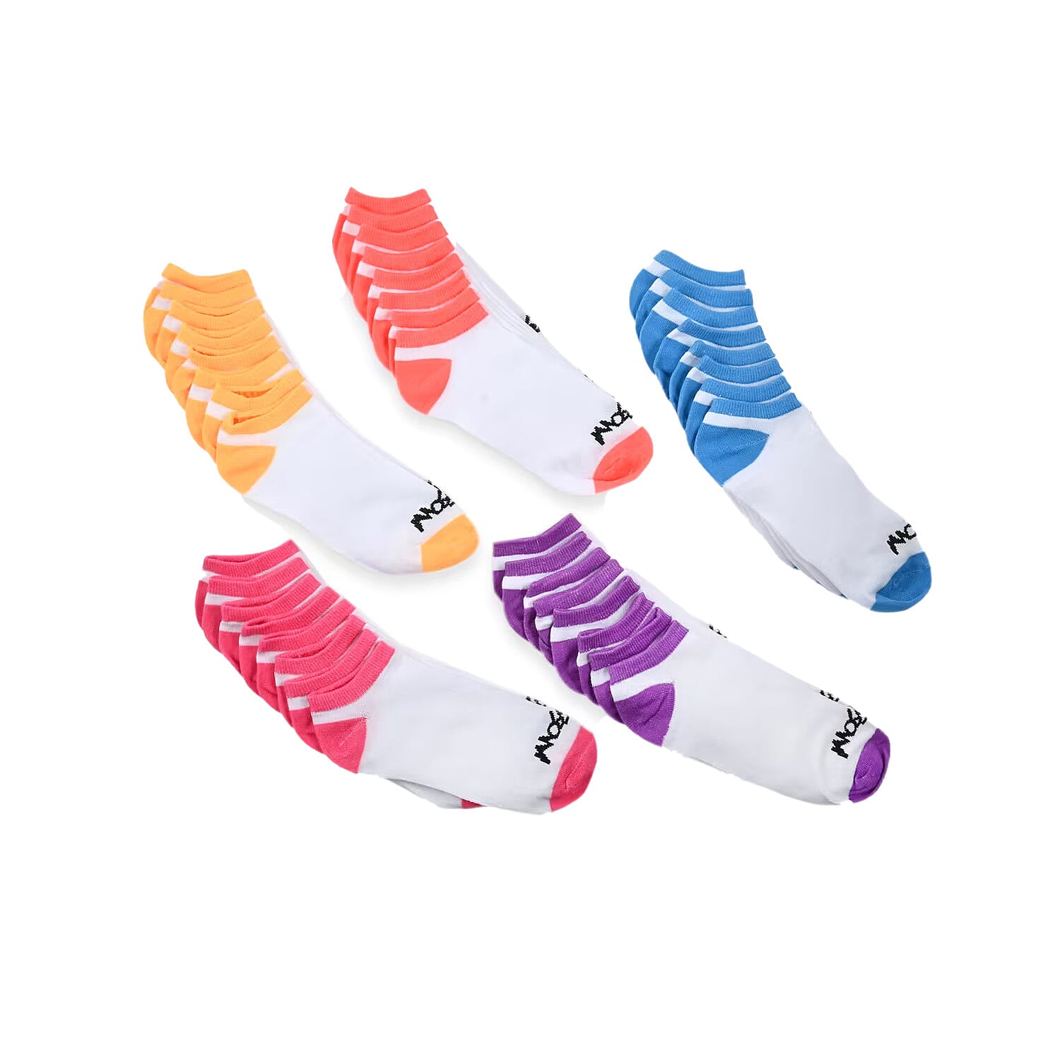 Mossimo 20 Pairs No Show Women's Socks - White/Multi Color (Sizes 4-10)