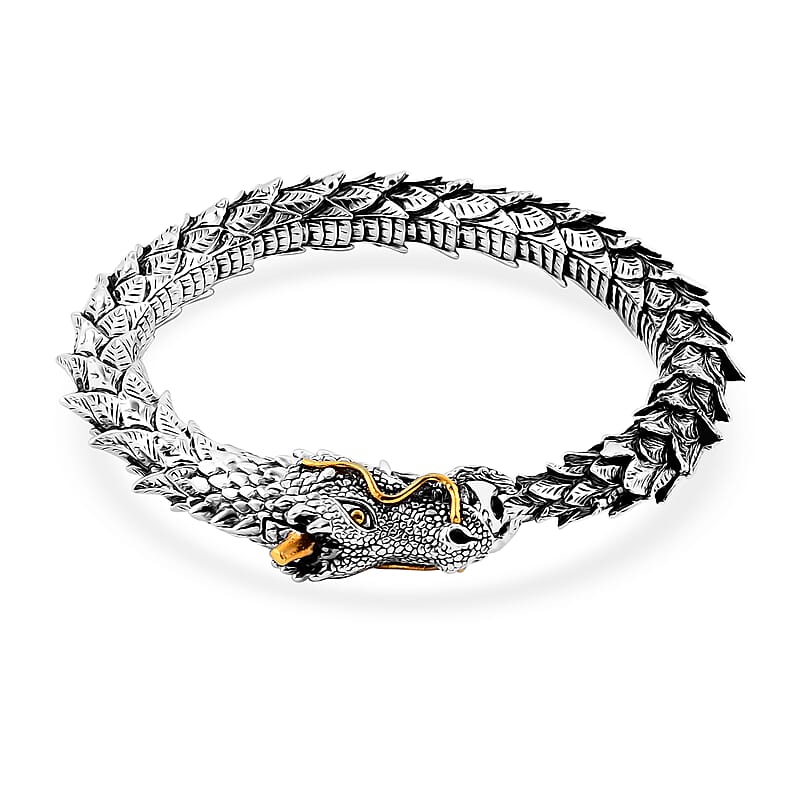 Bali Legacy Dragon Men's Bracelet in 22K Vermeil YG Over and Sterling Silver (7.50 In) 47.19 Grams
