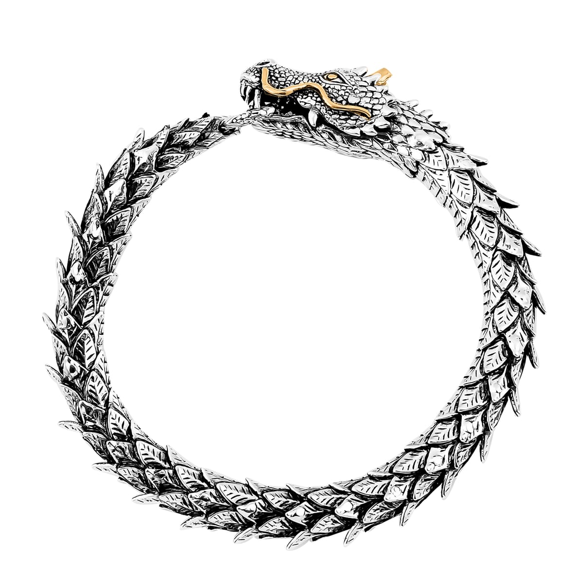 Bali Legacy Dragon Men's Bracelet in 22K Vermeil YG Over and Sterling Silver (8.00 In) 49.38 Grams image number 3