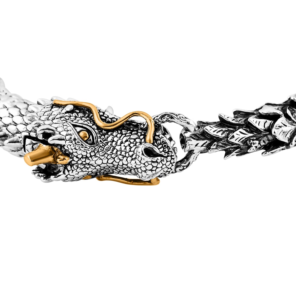 Bali Legacy Dragon Men's Bracelet in 22K Vermeil YG Over and Sterling Silver (8.00 In) 49.38 Grams image number 4