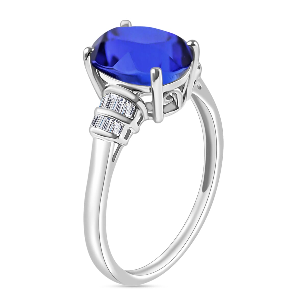 Luxoro AAA Tanzanite and G-H I2 Diamond 3.77 ctw Ring in 14K White Gold (Size 10.0) image number 2