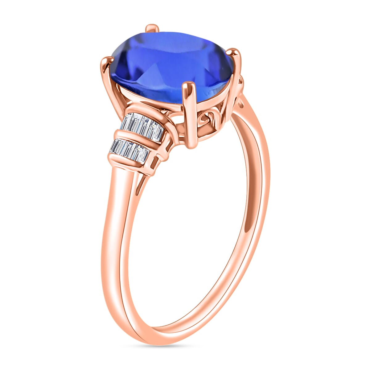 Luxoro Premium Tanzanite and G-H I2 Diamond 3.77 ctw Ring in 10K Rose Gold (Size 12.0) image number 2