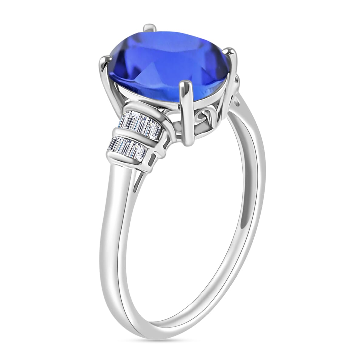 Luxoro Premium Tanzanite and G-H I2 Diamond 3.77 ctw Ring in 10K White Gold (Size 11.5) image number 2
